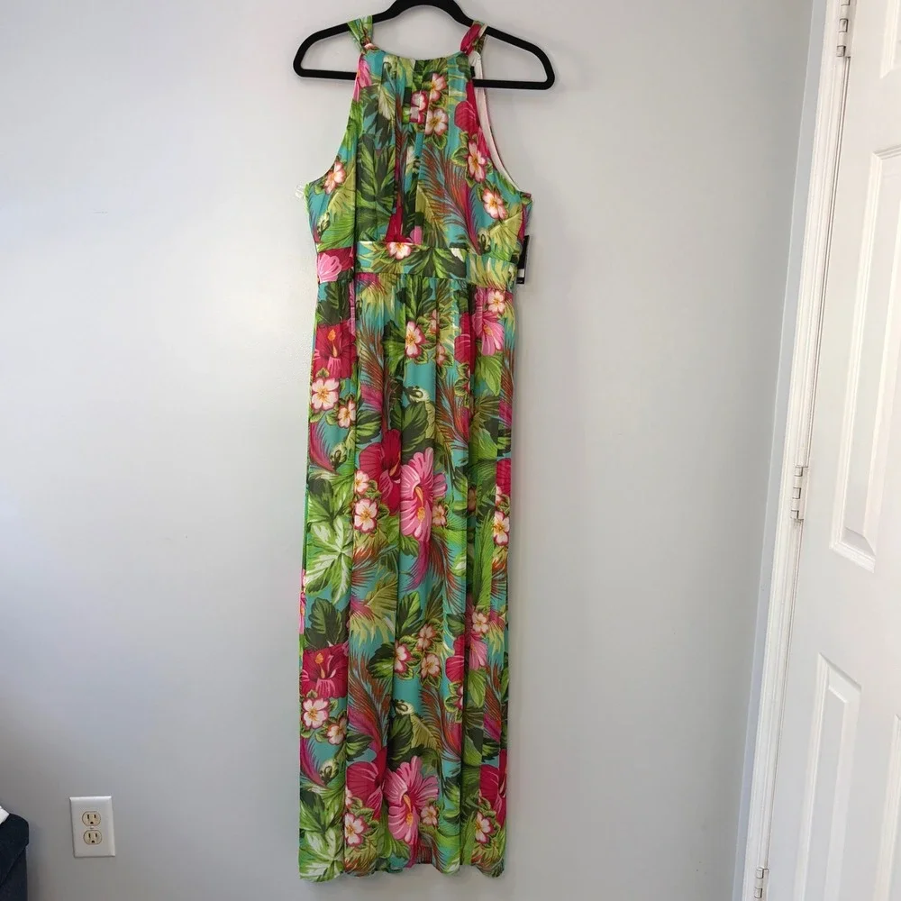 NWT Nine West Tropical Floral Halter Maxi Dress Womens Size 12 - Picture 4 of 12